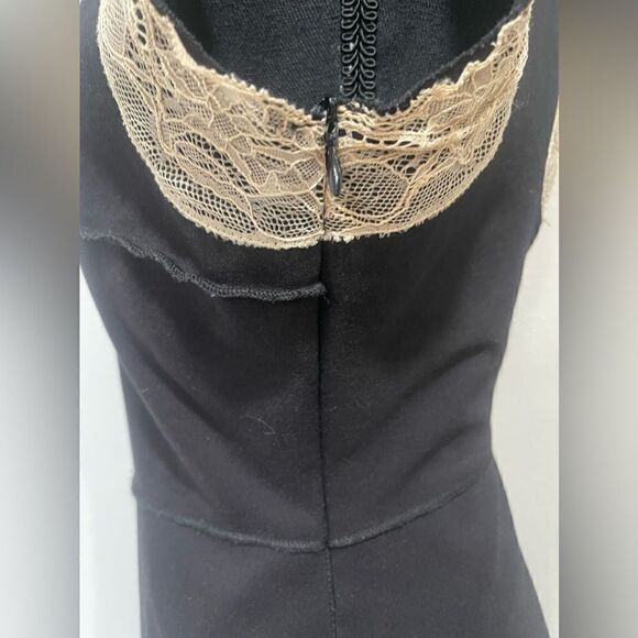 Alberto Makali Black Dress with Beige Lace Trim Size M - Picture 7 of 10